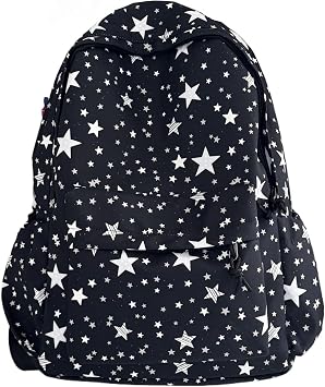 Y2k Backpack Cutecore Aesthetic Backpack Medium Cute Book Bag Star Laptop Bookbag with Cute Charms Black