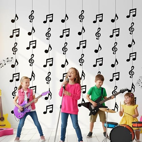 Miniatura 3 de 8 piezas de notas musicales para decoración de fiesta, guirnalda musical colgante para cumpleaños de los años 50 y 80, baby shower, boda, techo,