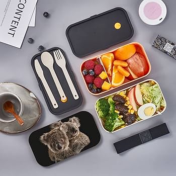 コアラ弁当箱 Amazon｜弁当箱2段 に食器を配置 かわいいコアラ 大容量 抗菌 お