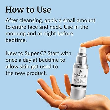 Vibriance Super C Serum for Mature Skin - All-in-One Vitamin Formula Hydrates, Firms, Lifts, Smooths, Targets Age Spots, Wrinkles, 1 fl oz
