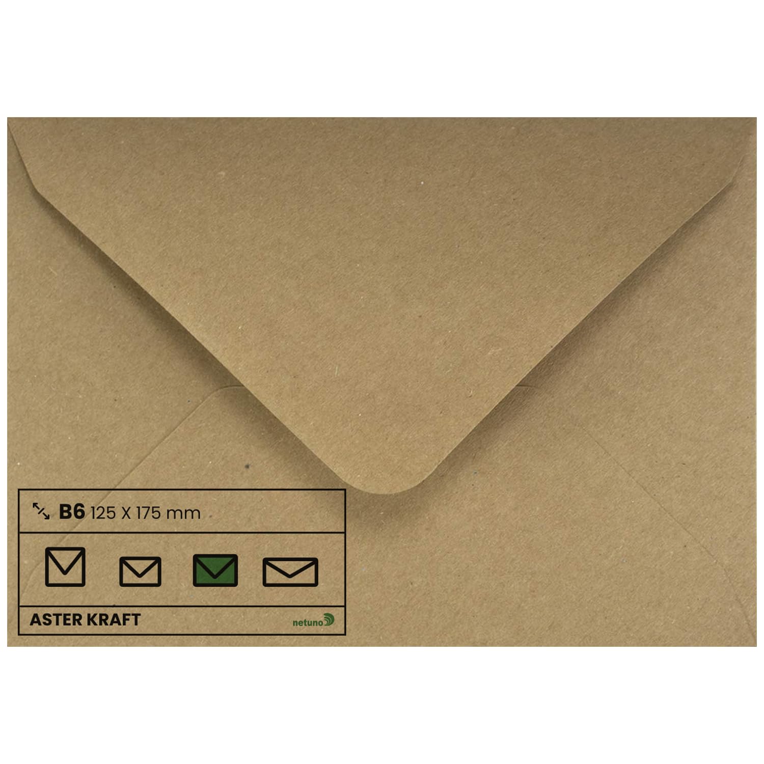 Netuno 500x sobres marrones de papel kraft DIN B6 125x175mm 100g Aster Kraft solapa puntiaguda engomada sin ventana ECO reciclados retro para invitaciones boda Navidad tarjetas regalo vales bautizo