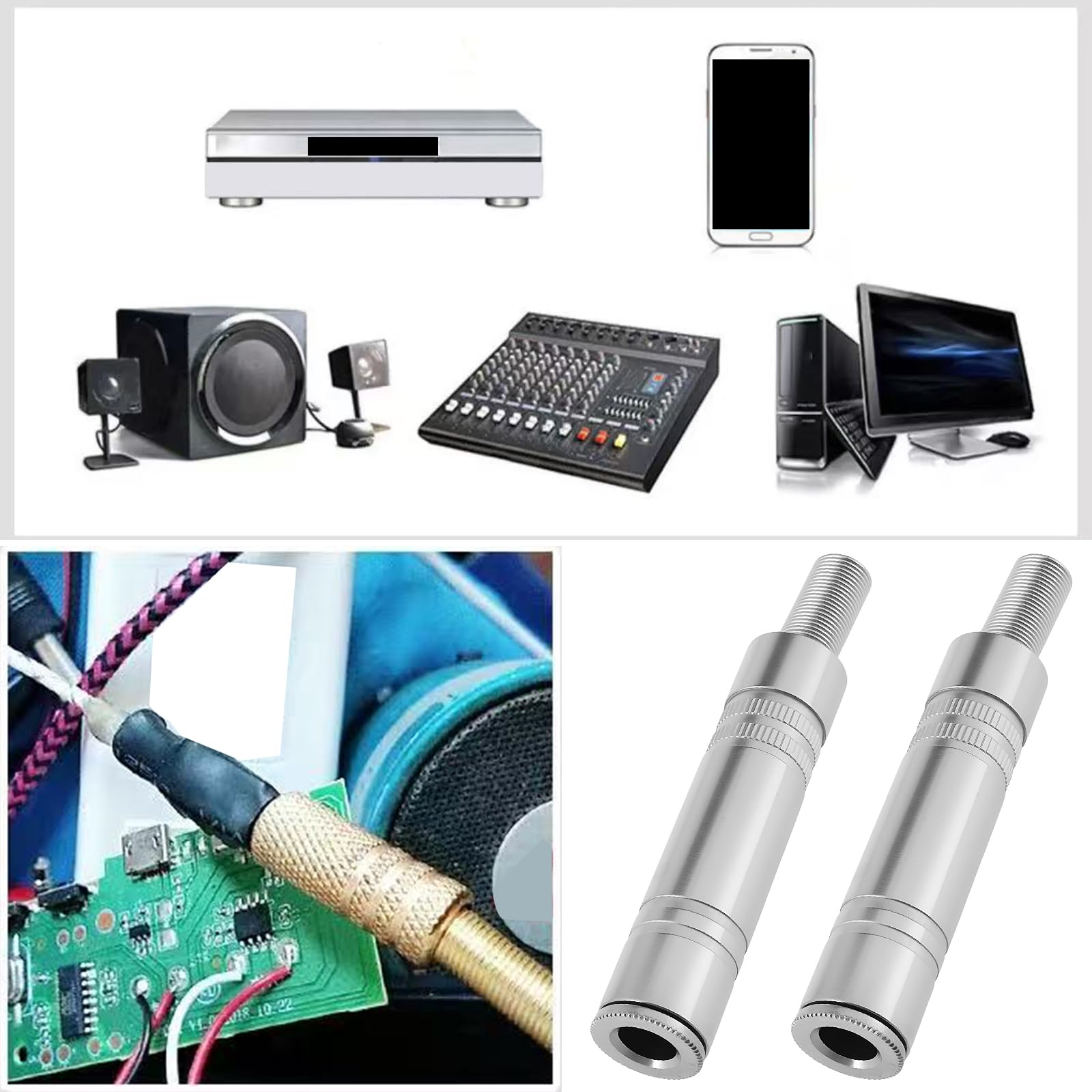 Create idea 10 Pcs 6.35mm Mono Jack Socket Female 1/4 Inch Audio Connector for Microphone and Guitar - Image 3