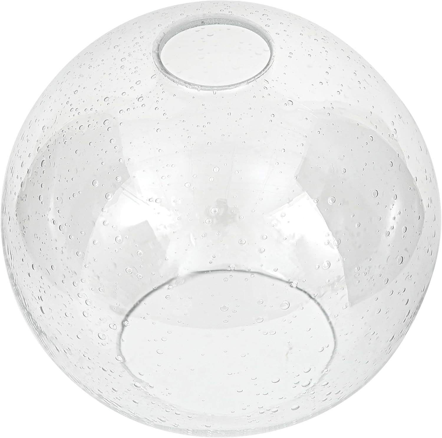 Glass Lamp Shade Replacement Globe for Light Fixture, 1-5/8 inch Fitter, 7.1" Diameter, 6.3" Height, Clear Seeded Bubble Effect Glass Cover