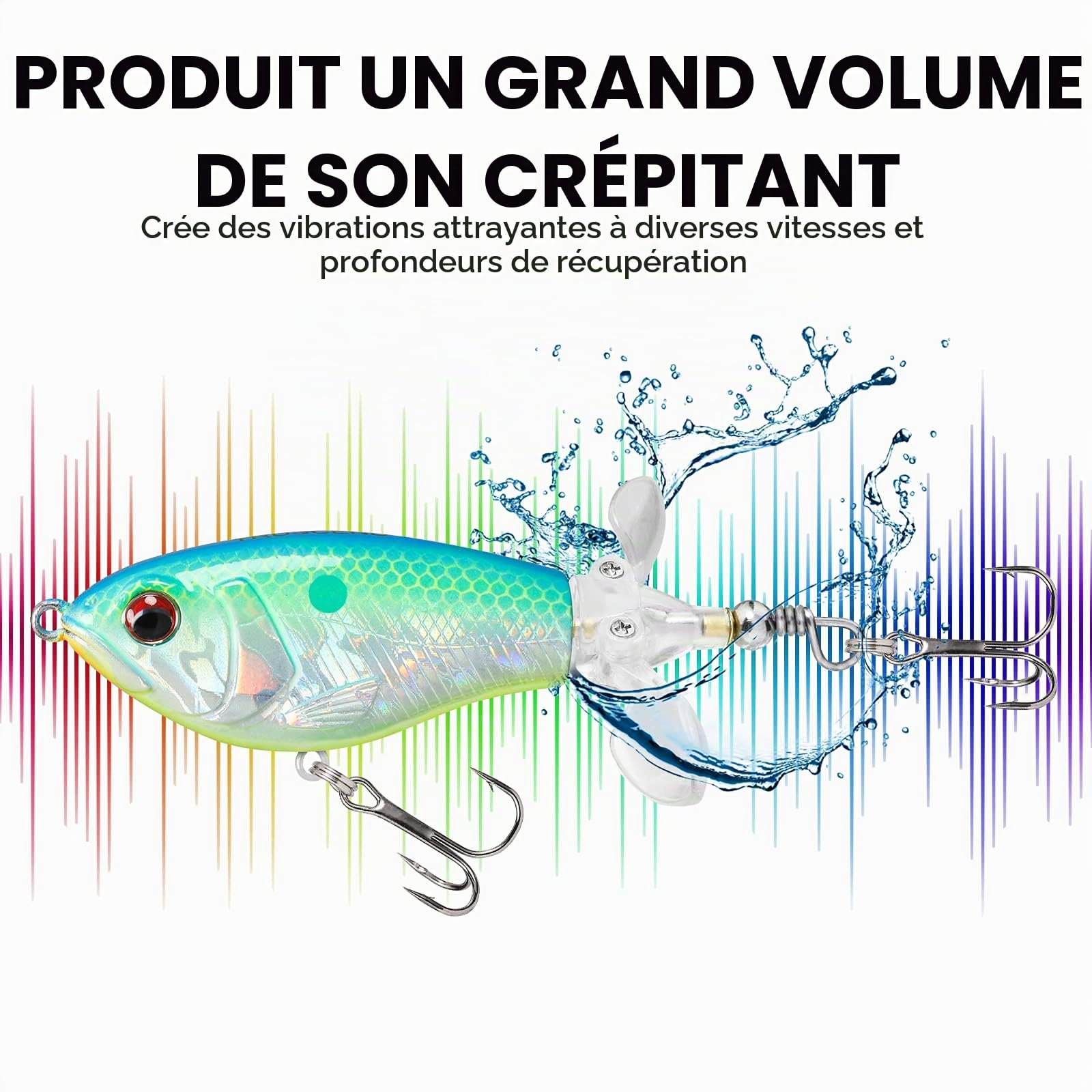 TRUSCEND Easy Catch Popobait avec Hameçon BKK, Équilibre Parfait Entre Son, Éclaboussure et nage, Leurre de Surface Whopper Popper, Leurre Popper Topwater pour Brochet, Perche, Truites, Basse, Silure