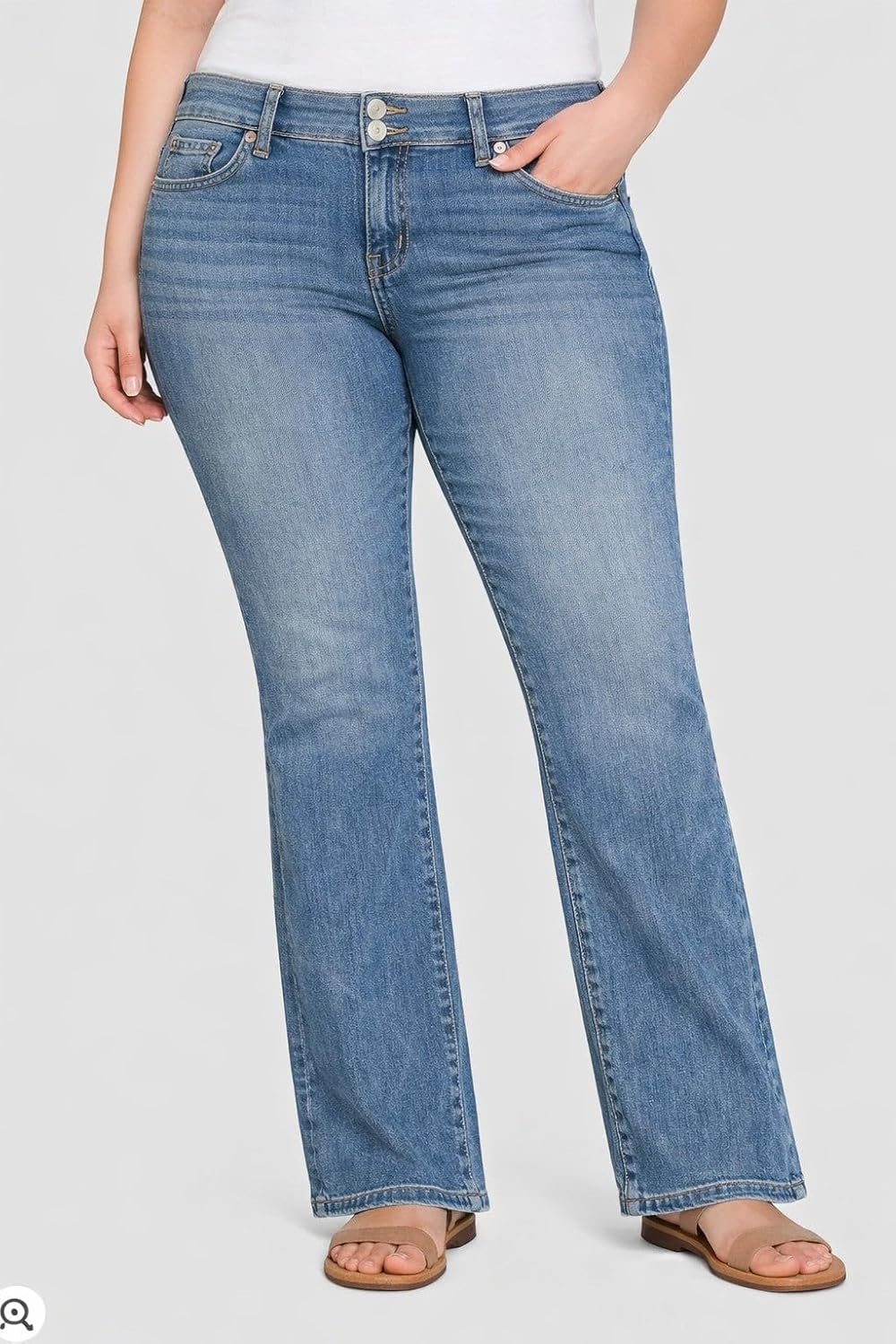 ellos Plus Size Stretch Mid-Rise Back Elastic Bootcut Jeans