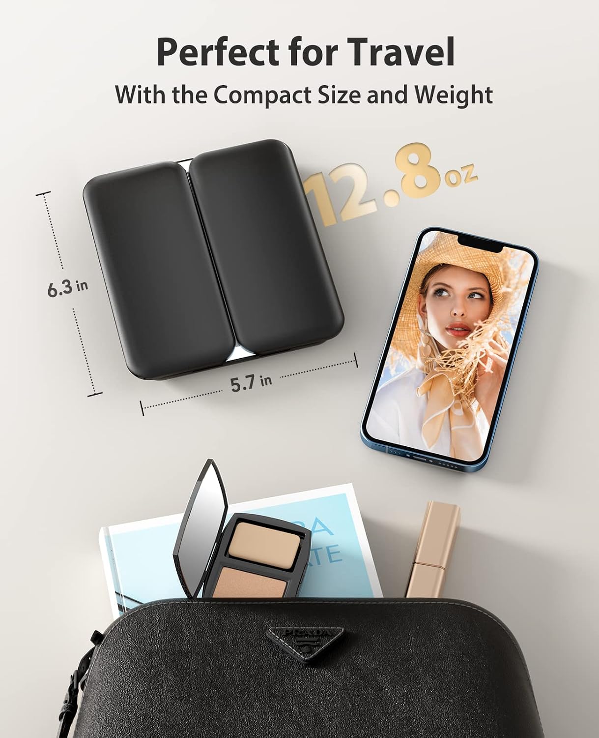 Jack & Rose Travel Mirror with Lights and Magnification, Portable Makeup Mirror with Light, 3X 7X, Light up Led Mirror for Makeup