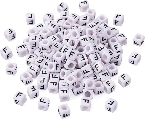 Vista 191 de FASHEWELRY 300 cuentas de letras acrílicas blancas de 0.236 x 0.236 pulgadas (0.236 x 0.236 in), cuentas del alfabeto para hacer pulseras