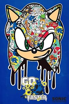 Sonic the Hedgehog Poster, Sega Video Game Artwork, Ideal Gaming Room Decor, Sonic Graffiti Wall Art 24x36
