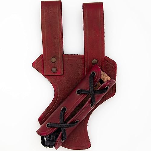 Miniatura 8 de Armory Replicas™ - Rana de espada de madera de halcón de cuero bovino genuino - Accesorio de soporte ajustable de inspiración medieval LARP Sable