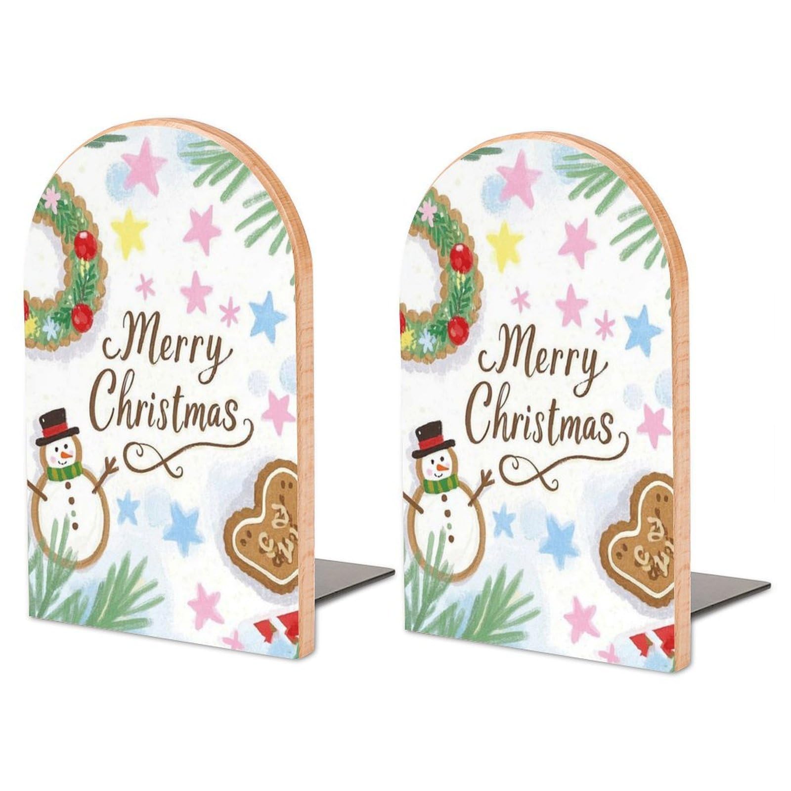 Serre-livres réglable en bois étoile pour étagères de Noël