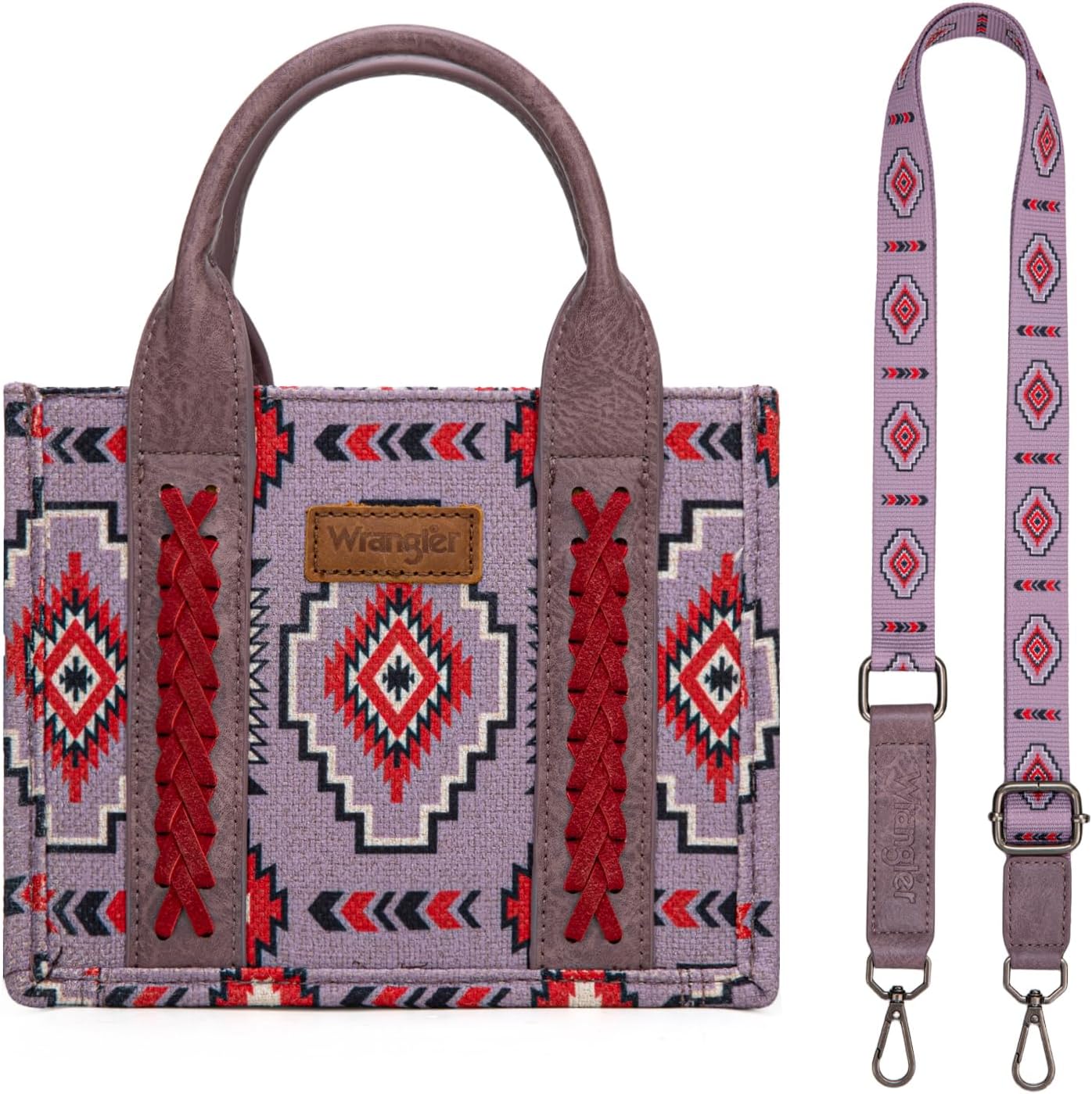 Wrangler Mini Aztec Tote Bag for Women Boho Small Top Handle Purse with Adjustable Strap - Image 6