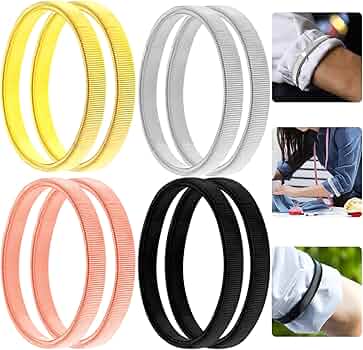 Bracciali Per Camicia Reggimaniche - Elastico Antiscivolo, 2 Paia, Blu E Beige - Foto 4