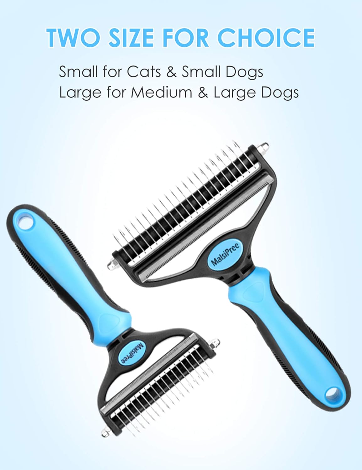 MalsiPree Pet Grooming Brush, 2 in 1 Deshedding Tool & Undercoat Rake Dematting Comb for Mats & Tangles Removing, Reduces Shedding up to 95%, Great for Short to Long Hair of Medium Large Dogs : Pet Supplies