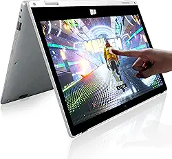 Laptop Windows 2 em 1, laptop de 11,6 polegadas, 4 GB de RAM, armazenamento SSD de 128 GB, tablet conversível de 360 graus, processador Intel N4020, webcam, WiFi, tipo C, prata