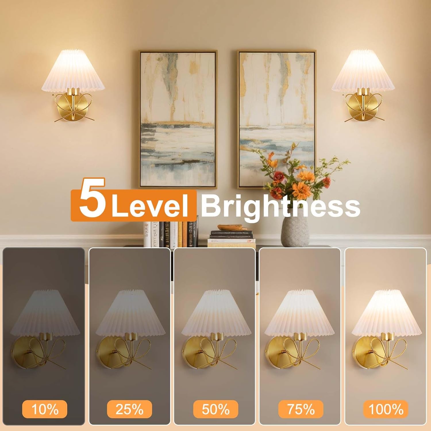 ADISUN Modern Wall Sconce Set of Two, Battery Operated Wall Sconce Remote Control Dimmable Wall Lamp Wireless Sconces for Living Room Bathroom Dining Room Corridor Staircase