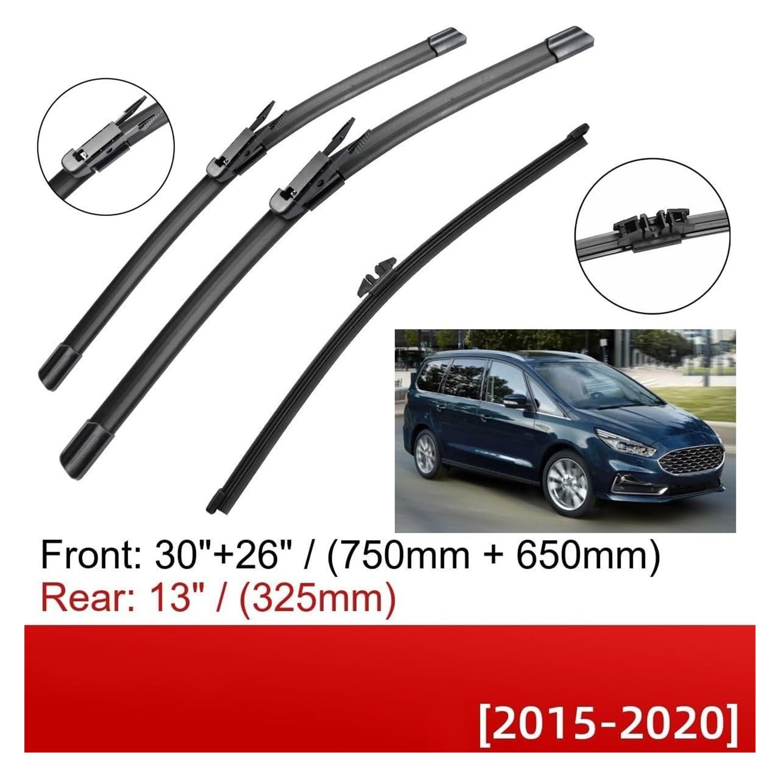 Tergilunotto Automobilistico per F&ORD per Galaxy MK4 2015-2020 30"+26"+13" Spazzole Tergicristallo Anteriori Anteriori Posteriori Spazzole Spazzole Tergicristallo Auto