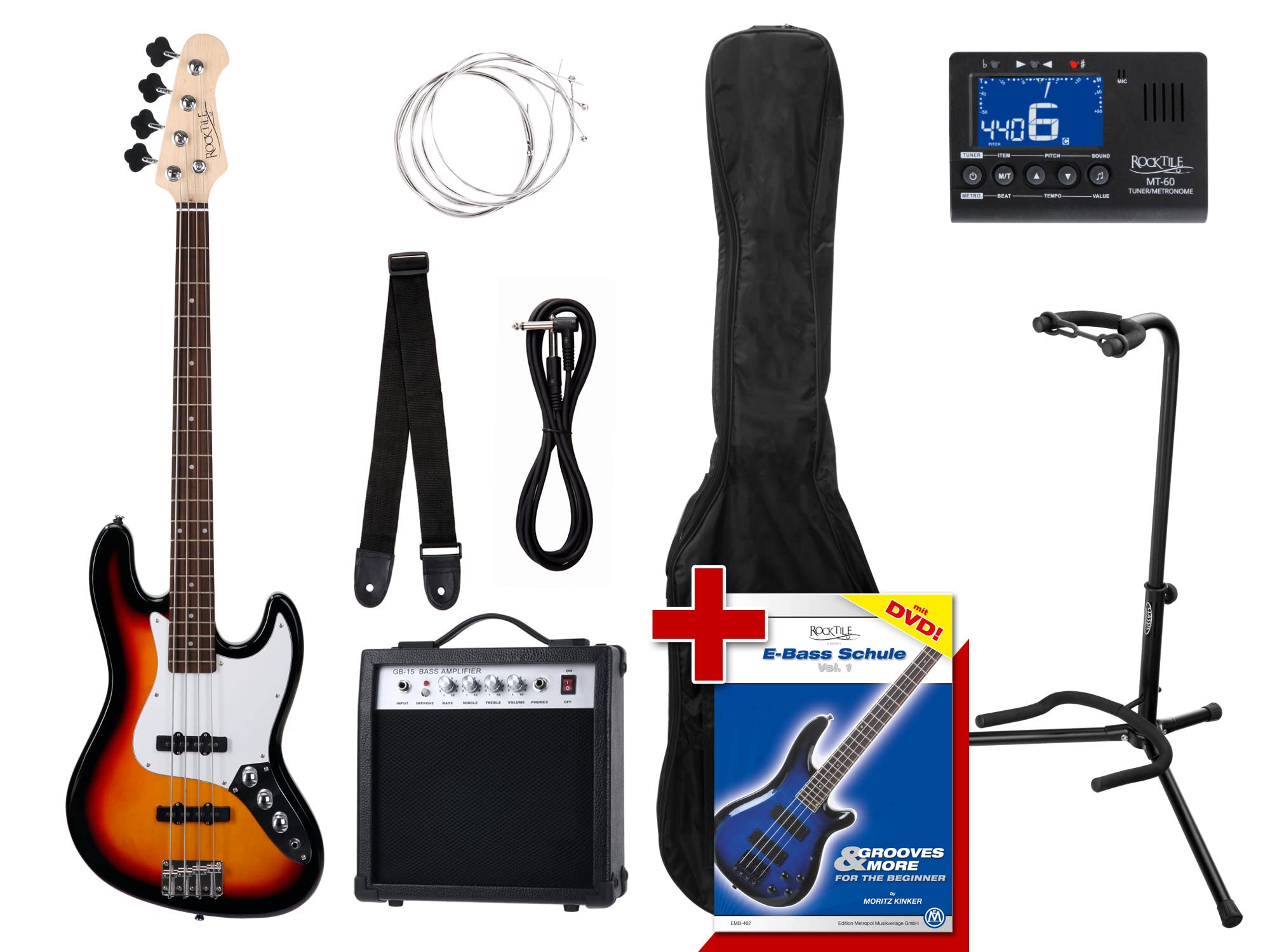 Rocktile Groover's Pack JB E-Bass Sunburst Set II