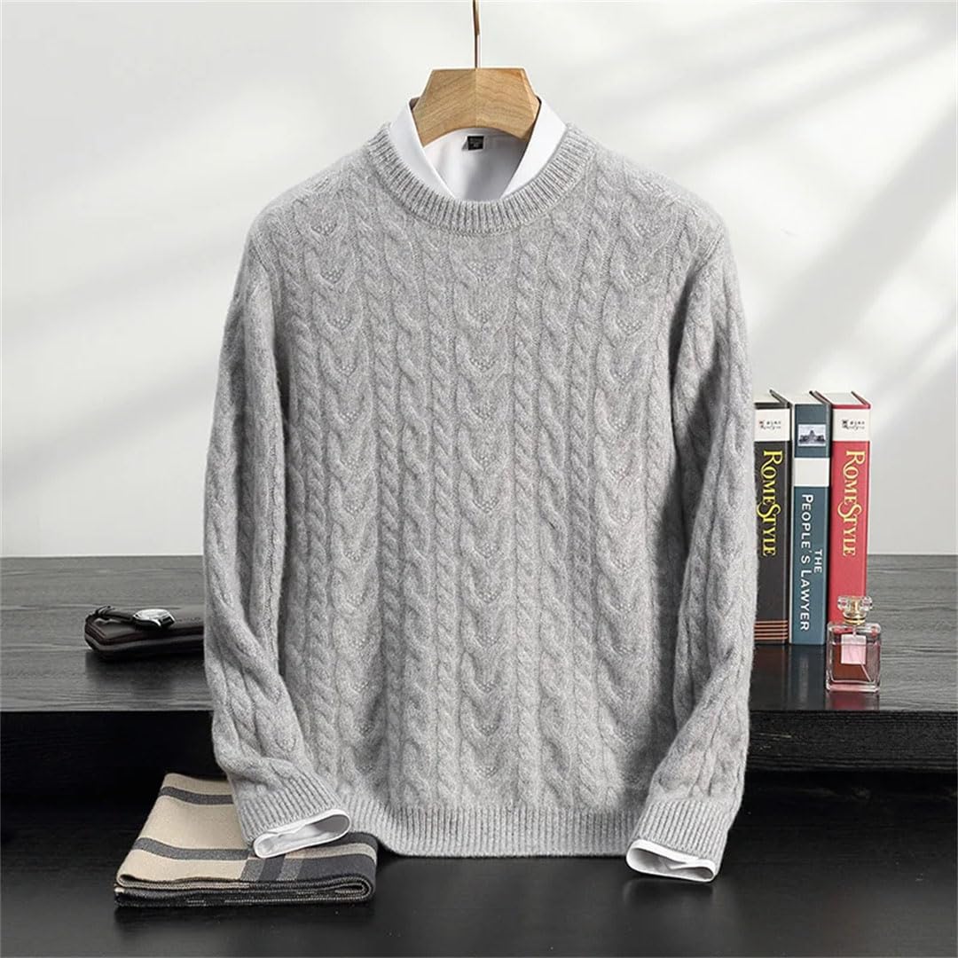 Męski sweter z kaszmiru z kozim grubym okrągłym dekoltem sweter z długim rękawem koszula w średnim wieku luźny sweter z dzianiny