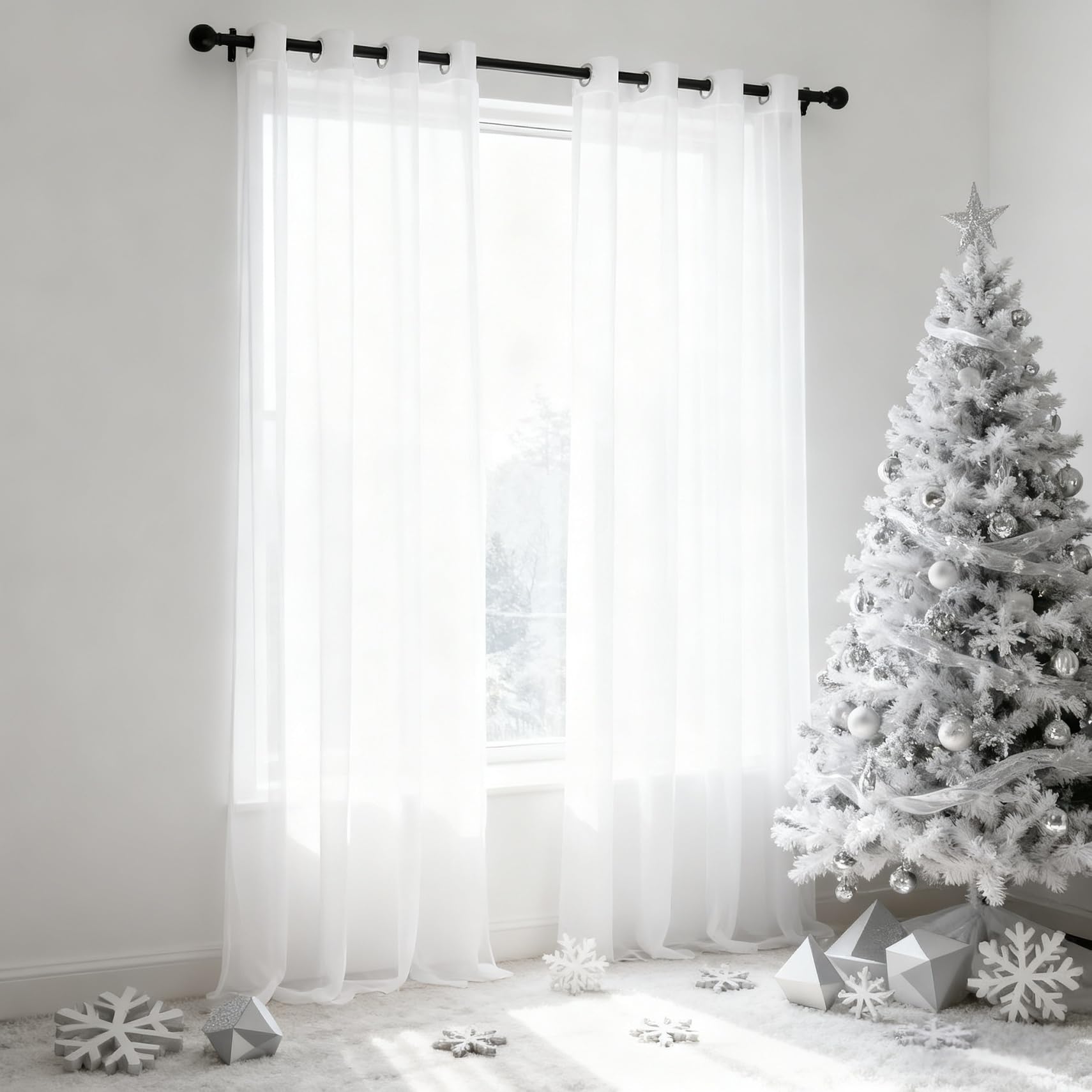 Voilage pour salon et balcon créant une ambiance douce avec lumière tamisée et intime