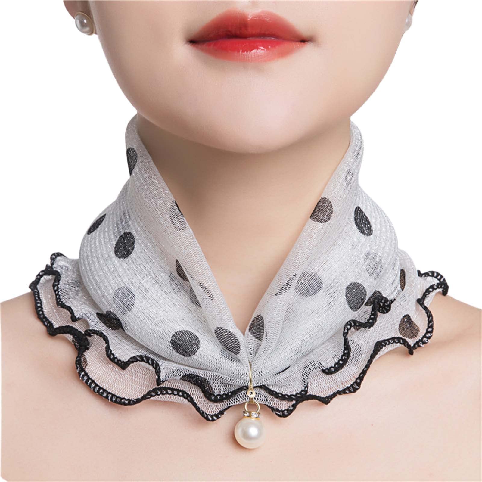 matumou Scarf Painting Print Pearl Durable Ruffle Edge Lady Headscarf for Banquet Women Scarves