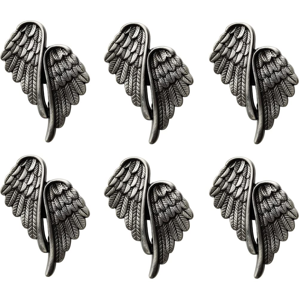 Kelendle6pcs Wings Cabinet Knobs Angel Drawer Knobs and Pulls Set Dresser Knobs Zinc Alloy Door Knobs Closet Handles Pull Wardrobe Cupboard Furniture Hardware for Kitchen Bathroom Home Tin