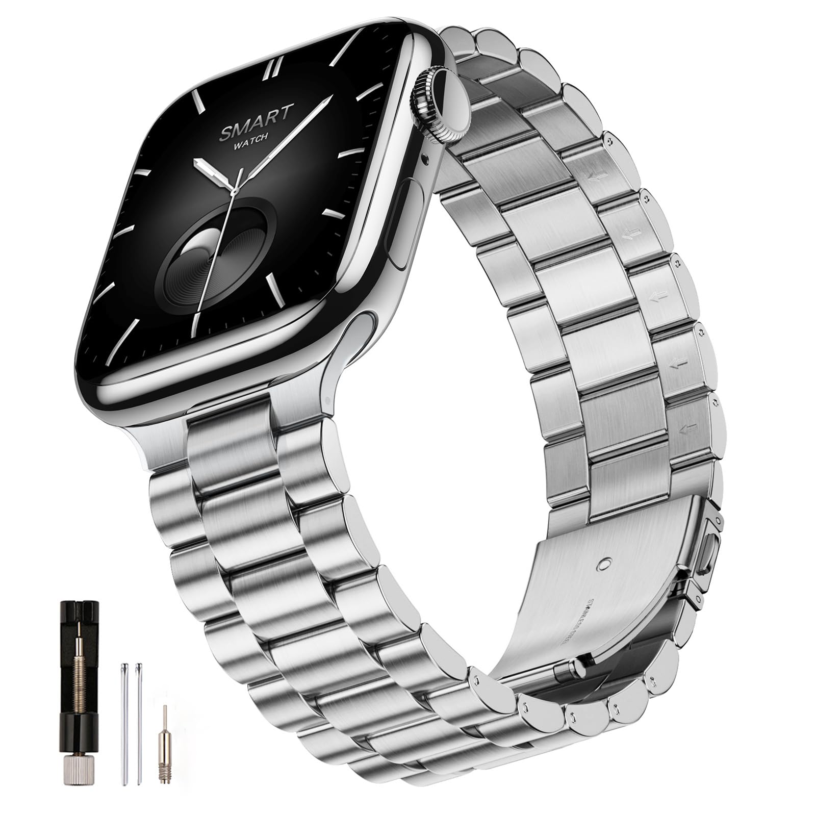 SUNFWR Compatible with Apple Watch Band 44mm 45mm 42mm 46mm 49mm for Men Women, Stainless Steel Metal iWatch Band for Apple Watch Series 11/10/9/8/7/6/5/4/3/2/1/SE/SE2/SE3 Ultra3/2/1 (No case)