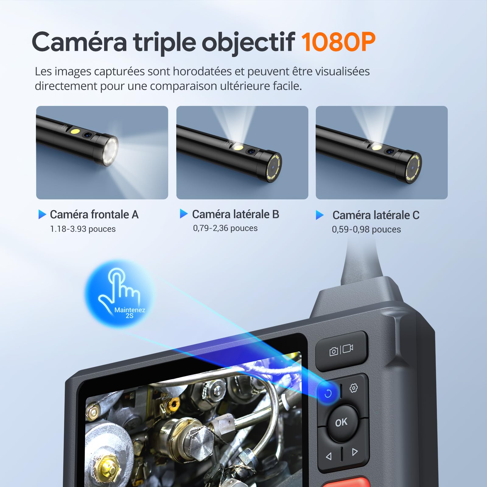 Cámara de inspección de alcantarillado DEPSTECH 50 FT con iluminación