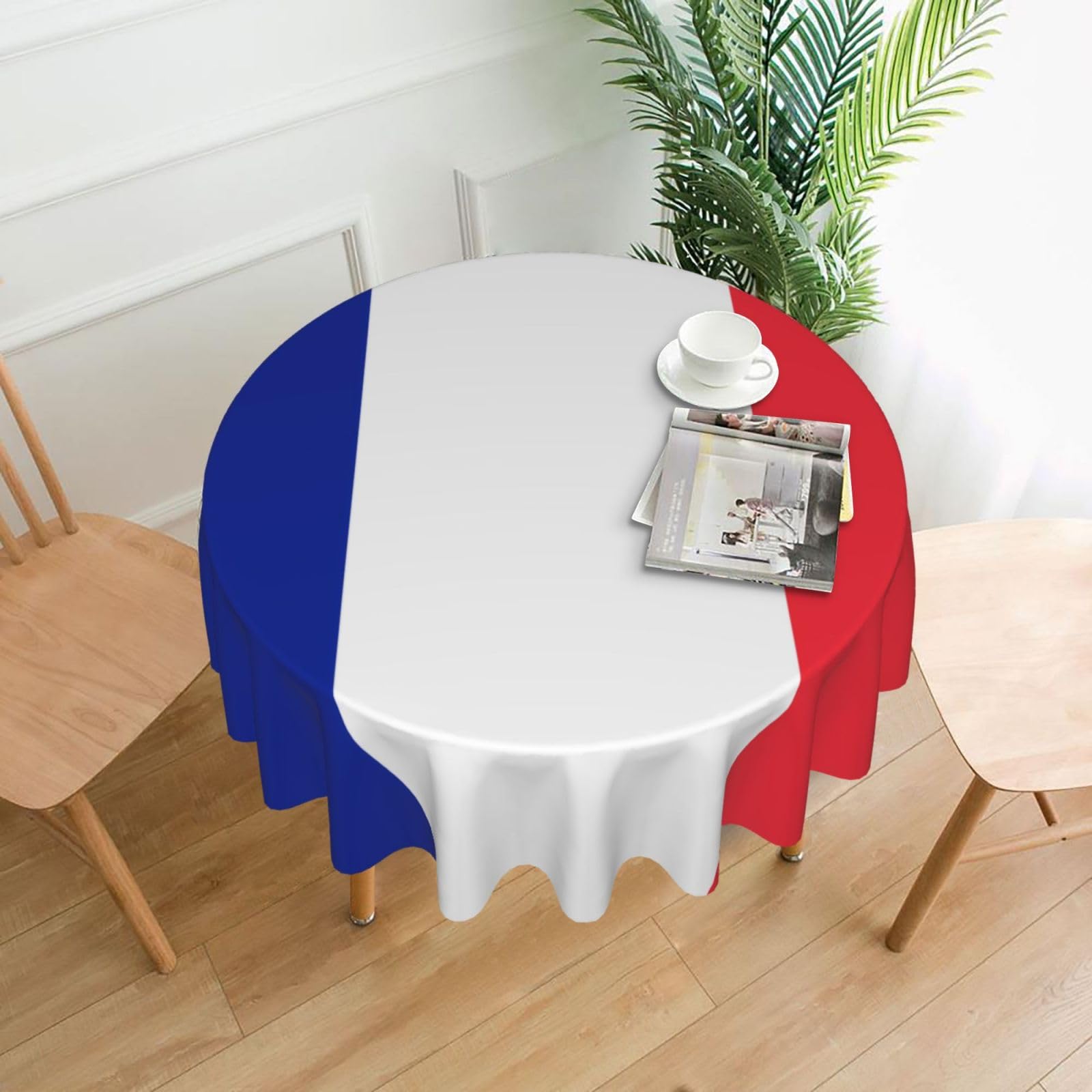 HLBSDM French Flag Printed Practical Round Tablecloth, Durable, Suitable for Home, Restaurant, Hotel, Gathering, and Decorative Table Covers