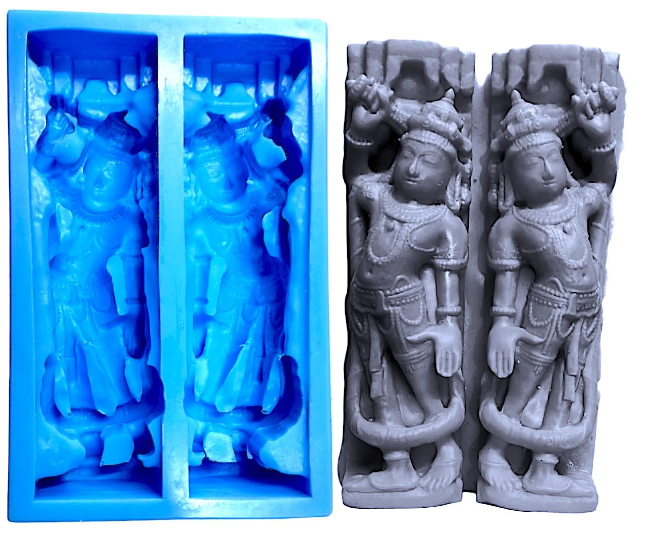 BBL MOHINI DVARPALA Temple Guard Classic Hindu MANDIR MURTI Carving Sculpture Resin Cement Art and Craft Silicone Mold-picture-18