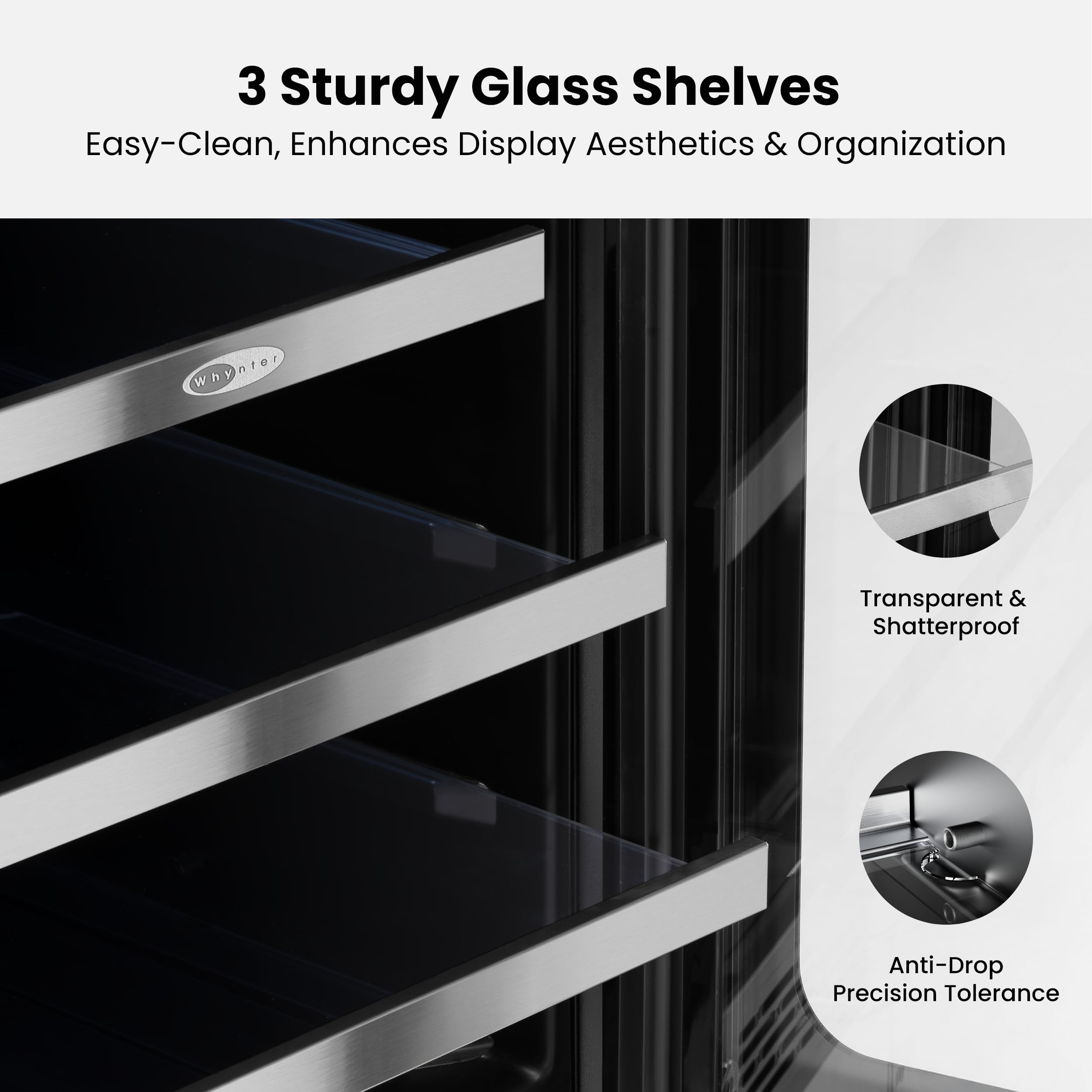 15 Inch Beverage Refrigerator Small Beverage Fridge, Drink Fridge With Glass Door 3 LED 34-54 ℉ Beverage Cooler Built-In Or Freestanding 80 Cans (3.0 Cu.Ft) on Fridge.com - View 5