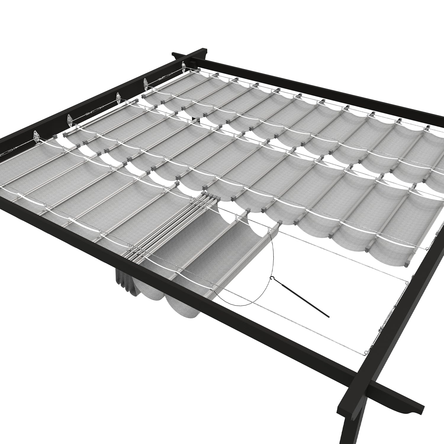 FLORALEAF 4'×16' Pergola Shade Cover Retractable Pergola Replacement Canopy Slide Shade Sail with Cable Hardware for Outdoor Patio Porch Garage Deck Backyard Awning