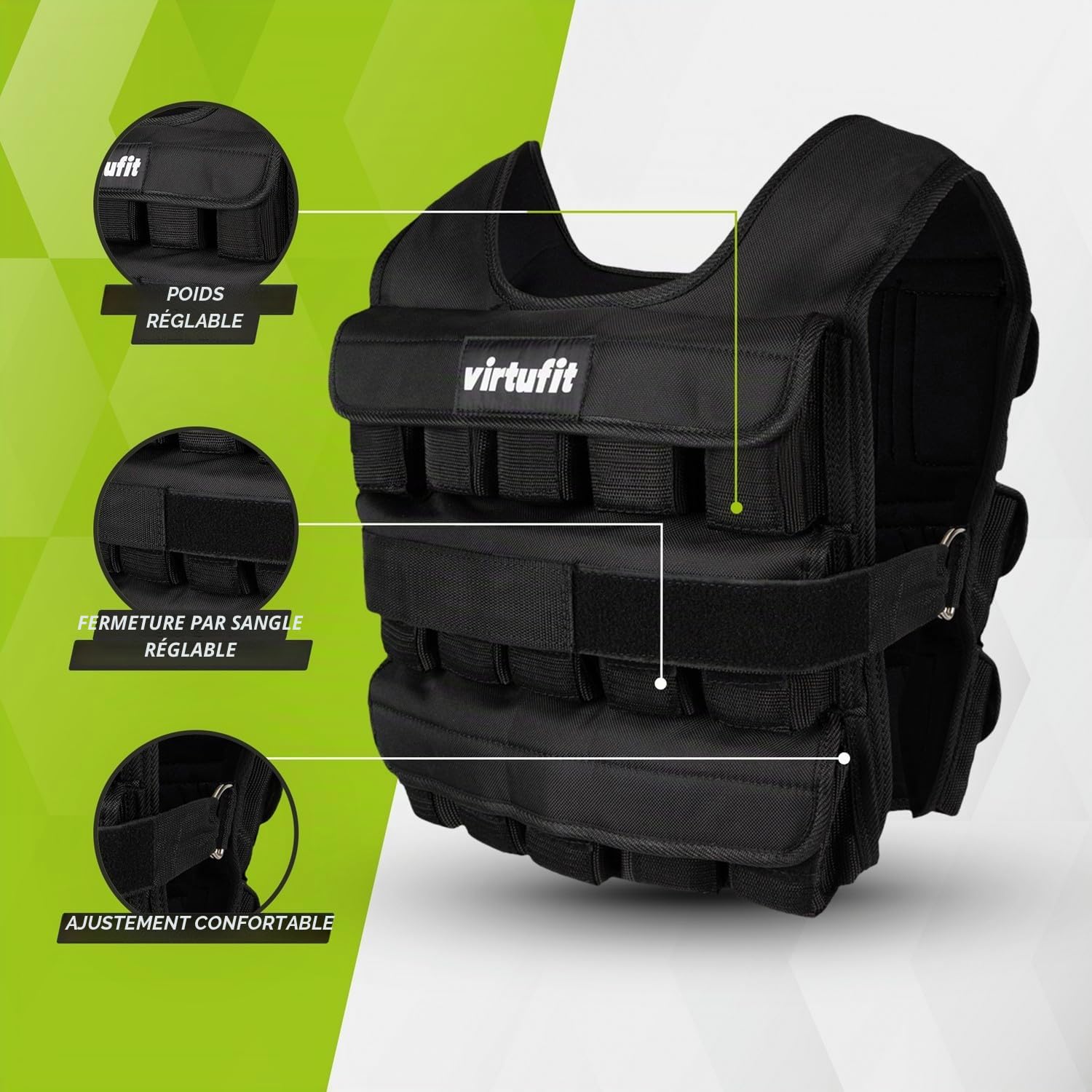 VirtuFit Gilet lesté réglable Pro - 30 kg