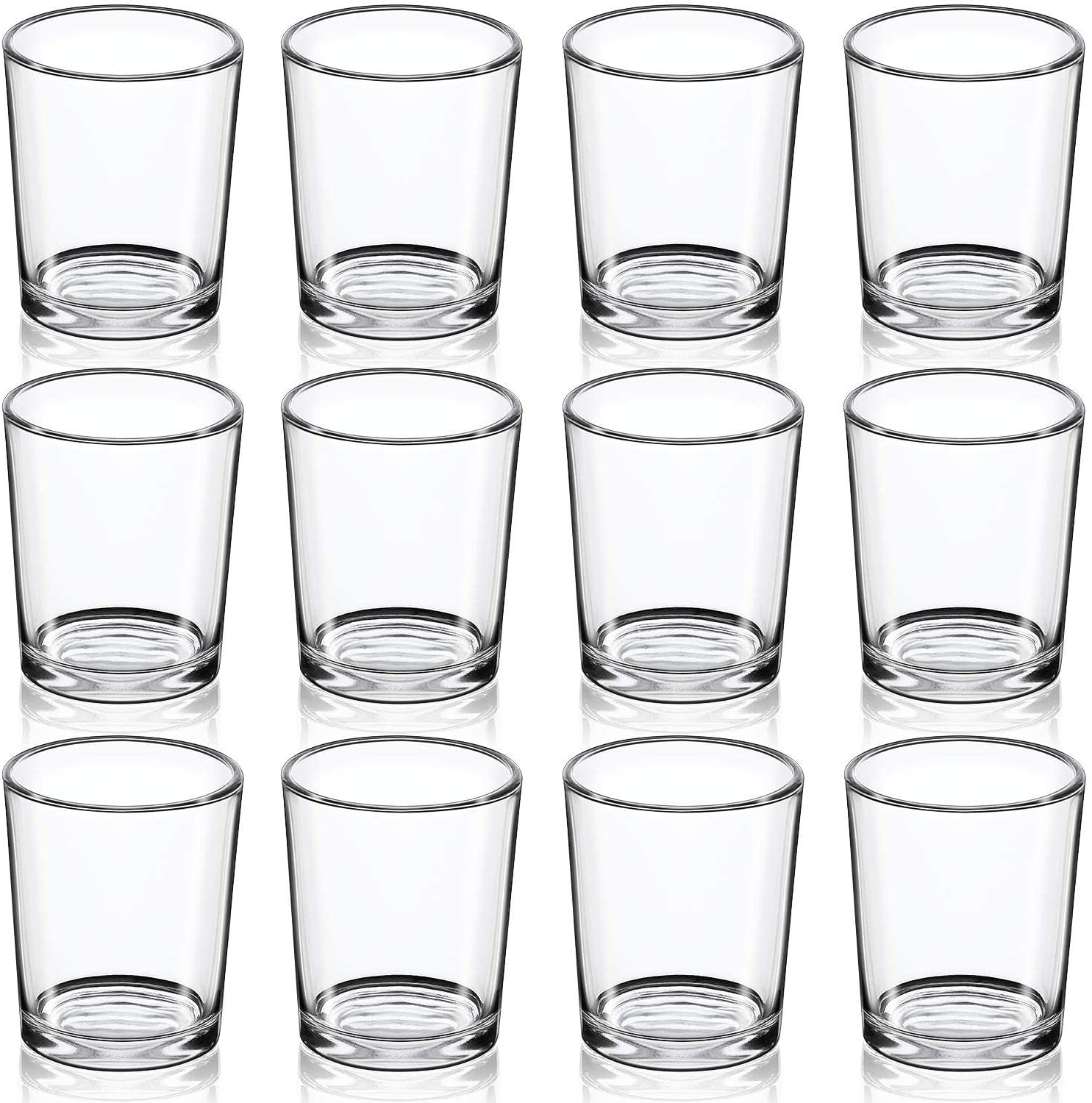Votive Candle Holders Set of 12 - Glass Votives Holder - Clear Floating Tealight Candle Holder Bulk for Table Centerpieces & Wedding Decor