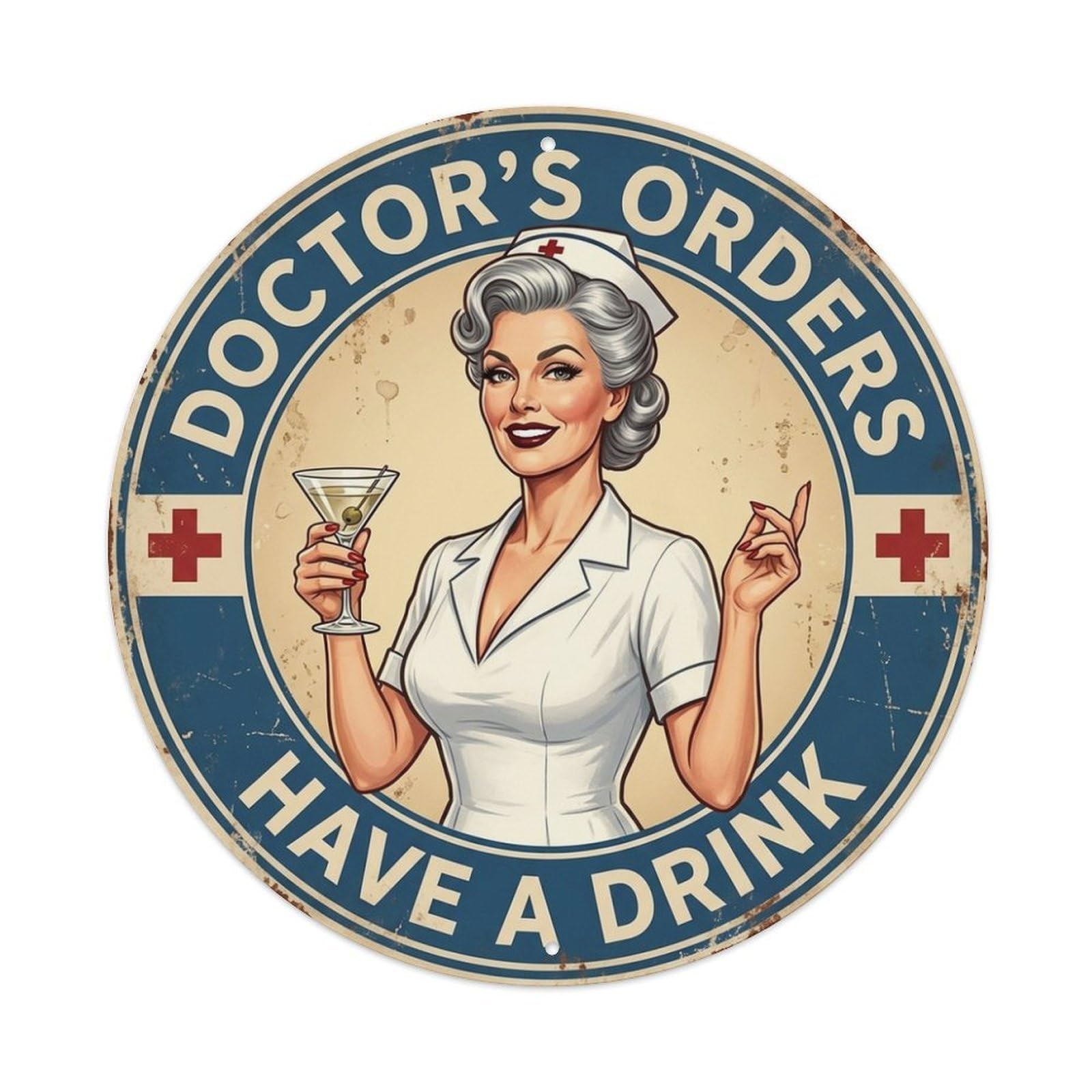 Doctors Orders Have A Drink Medical Humor Metal Tin Sign