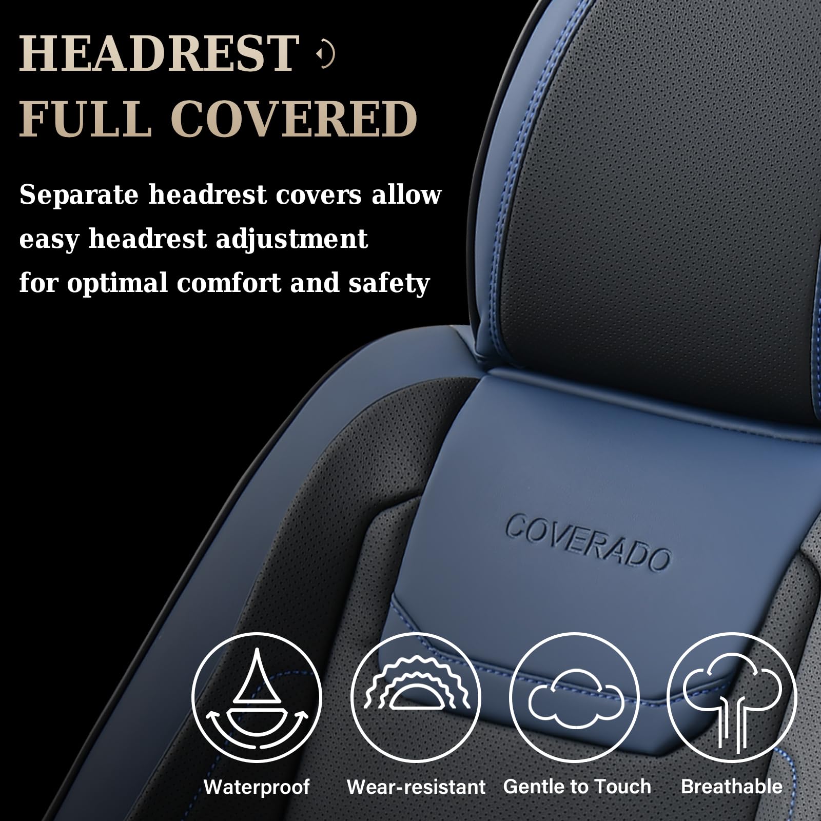 Coverado Fundas de Asiento de Coche, Fundas Delanteras para Asientos Delanteros, Protector de Asiento de Coche Impermeable, cojín de Asiento de Coche, Fundas Interiores universales para la mayoría de