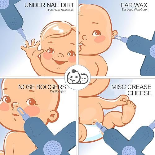 Miniatura 7 de Royal Angels Juego de recortador de uñas eléctrico 21 en 1 (azul) y 2 piezas 4 en 1 limpiador de nariz, uñas y oídos (azul y rosa)