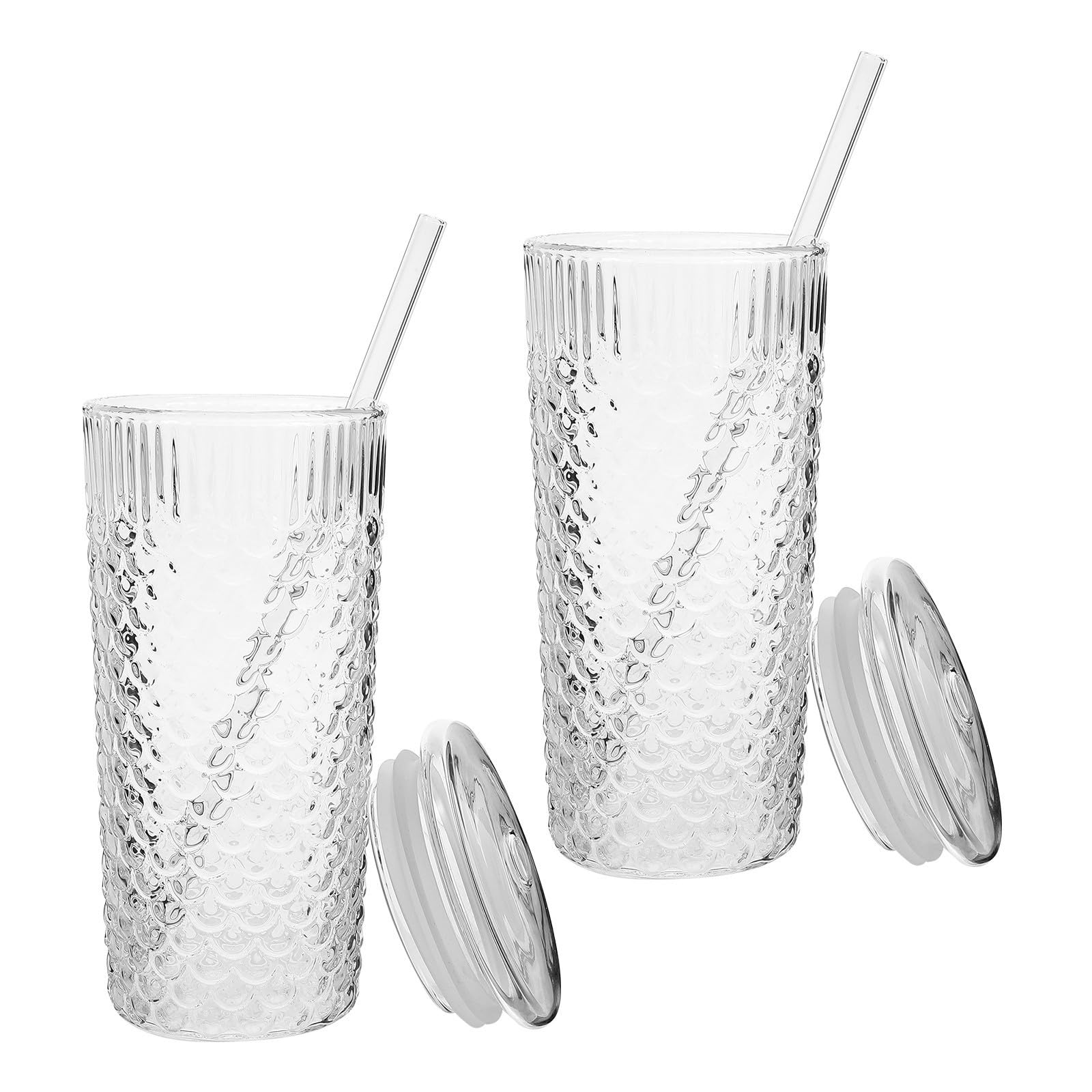 Vasos de vidrio con pajita Zerodeko para fiestas veraniegas, tazas con tapa estilo camping