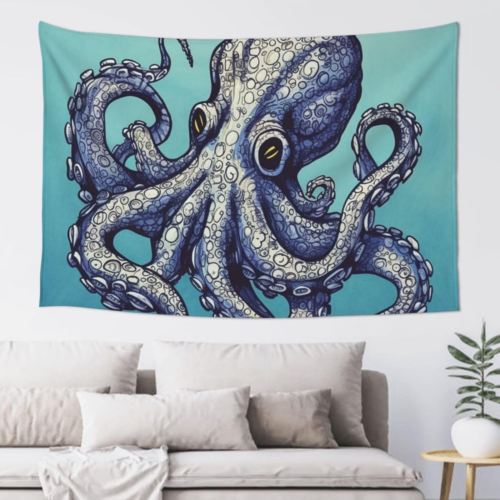 Fodpand Black Octopus Design Tapestry Dorm Decor, Party Backdrop Aesthetic Tapestries Wall Hanging Banner For Bedroom, Modern Wall Art Poster Blanket, Home Decor Wall Tapestry 60"X40"