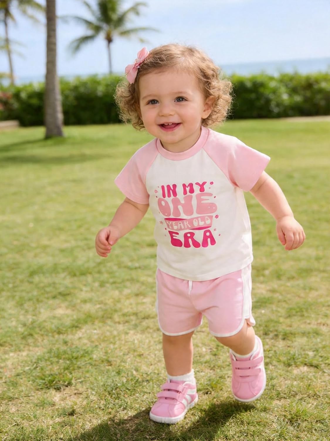 First Birthday Baby Girl outfit Gifts In My One Year Old Era 1st Birthday Infant Short Clothes + Shorts Set