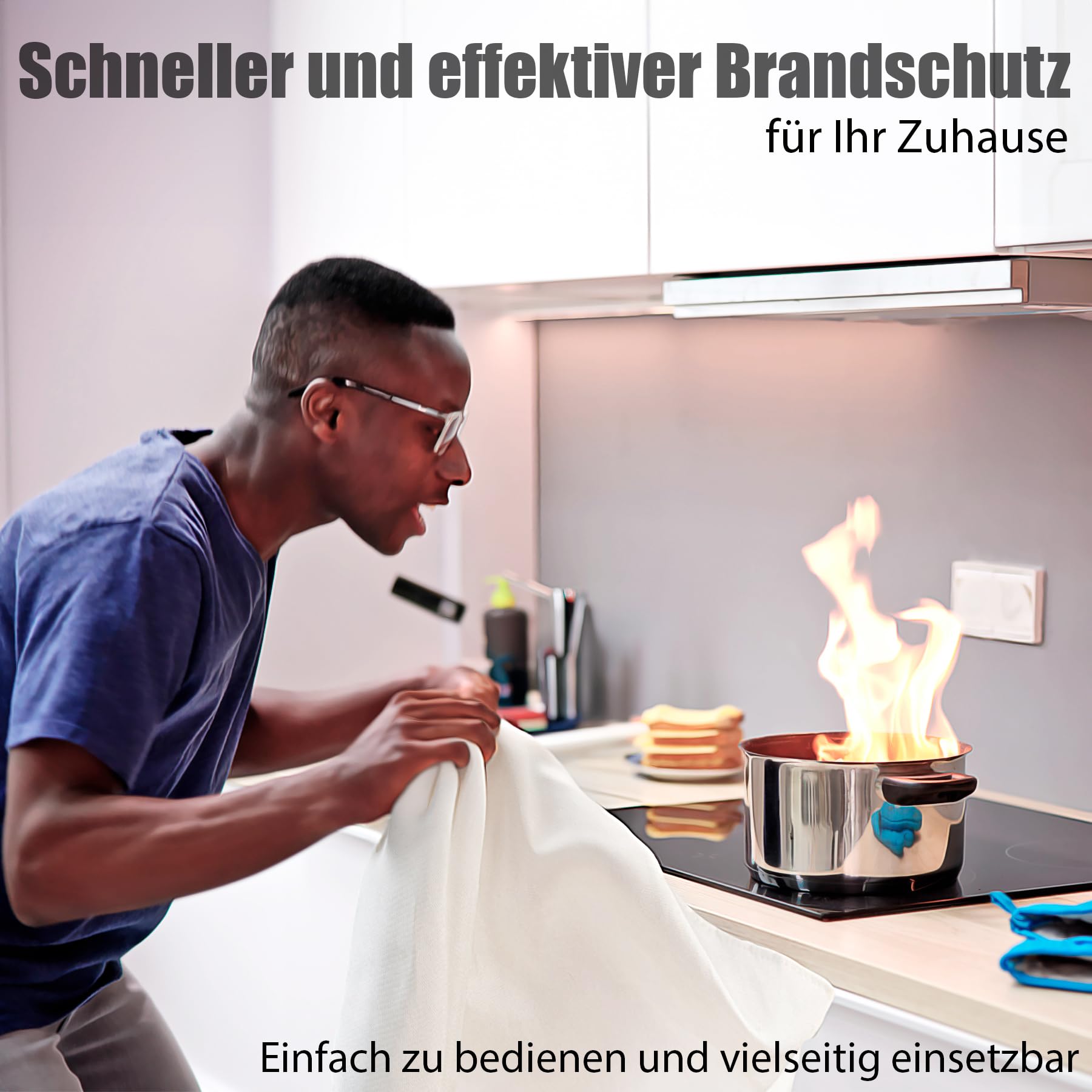 BigDean 2 Stück Löschdecke Küche für Fettbrand sofort einsetzbare XL Feuerlöschdecke DIN EN 1869:2019 geprüft – Feuerdecke auch für Grill, Auto und Camping geeignet