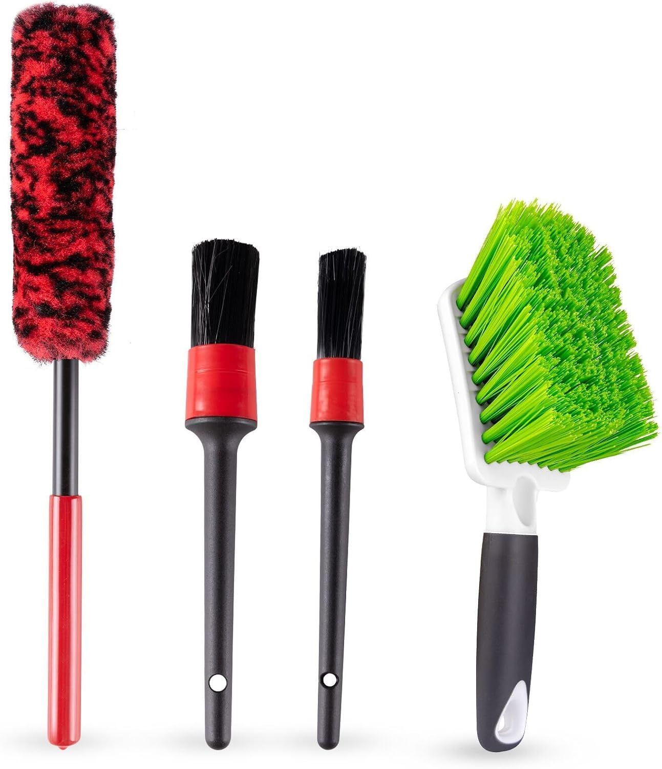2 Pack Car Wash Brush, Tire Brush for Cleaning Tires, Soft & Stiff Bristle Wheel Cleaner, Car Cleaning Supplies for Wheels, Rims, Carpet, Truck, SUV, Moto, RV, Motorcycle