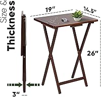 Vista 10 de PJ Wood Mesa rectangular plegable portátil para servir aperitivos, construcción de madera maciza con acabado natural (juego de 4 piezas)