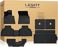 Vista 44 de LASFIT - Tapetes de suelo y maletero de auto, ajuste personalizado, de TPE, para todo tipo de clima, impermeable, juego completo, negros