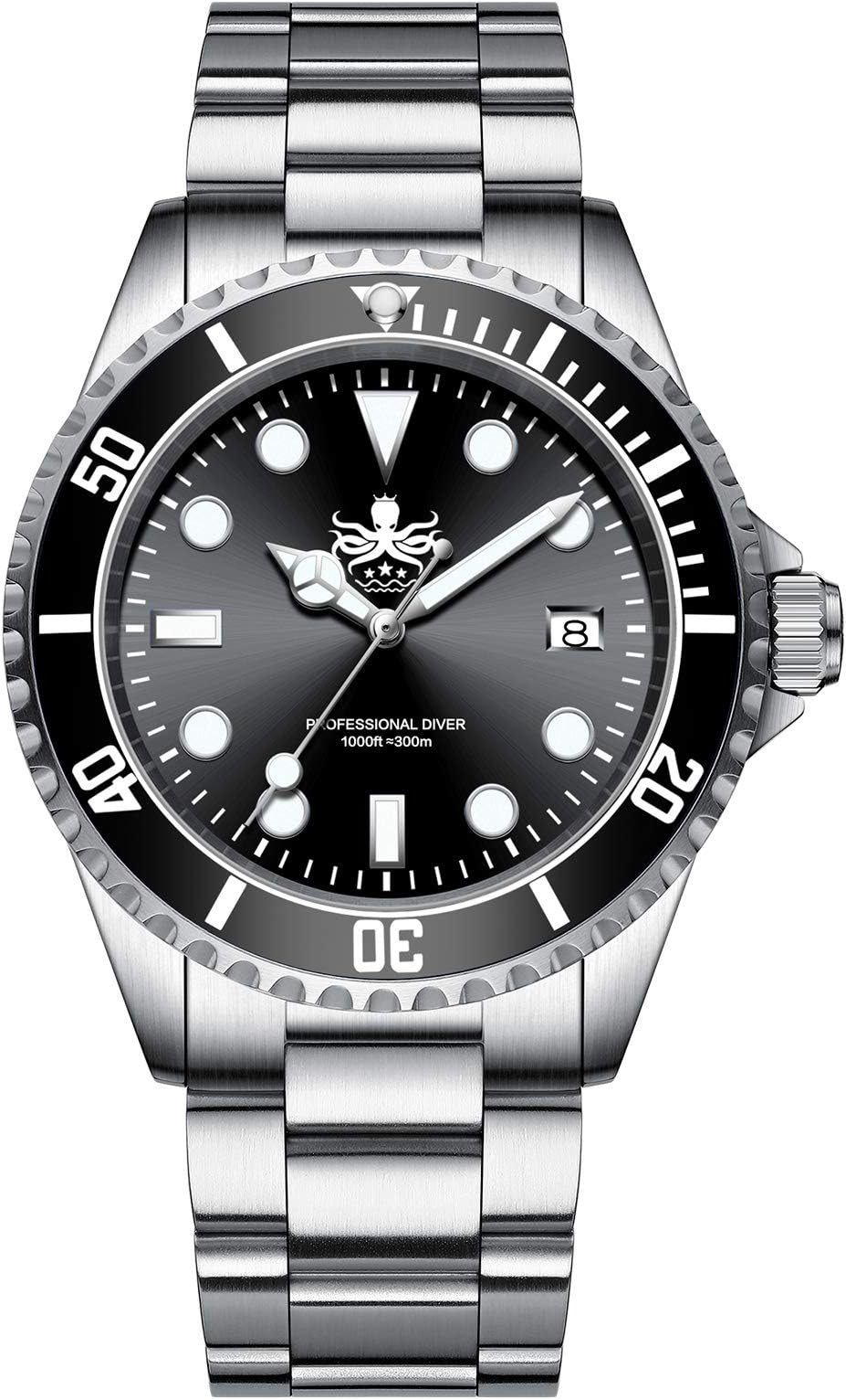 PHOIBOS 300M Diver Men's Watch Analog Quartz with Stainless Steel Bracelet PX002C