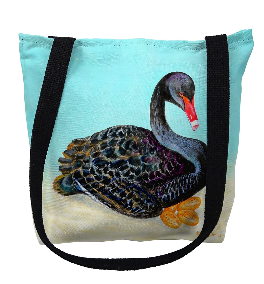 13 x 13 in. Black Swan Small Tote Bag by Betsy Drake – Cotton, Multicoloured, Model TY1012S