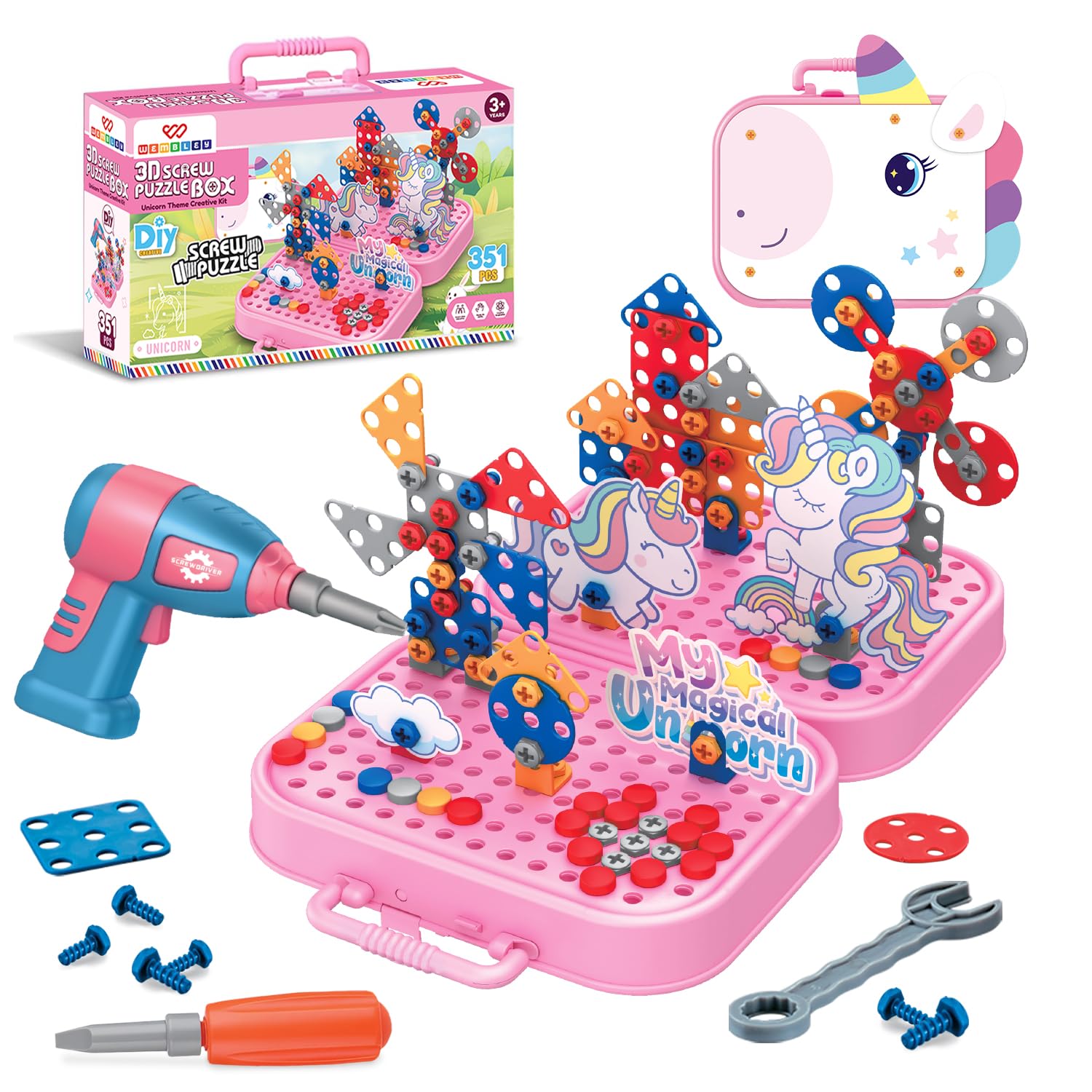 Buy Wembley Electric Drill Screw Puzzle Toy Set| 2-in-1 2D & 3D