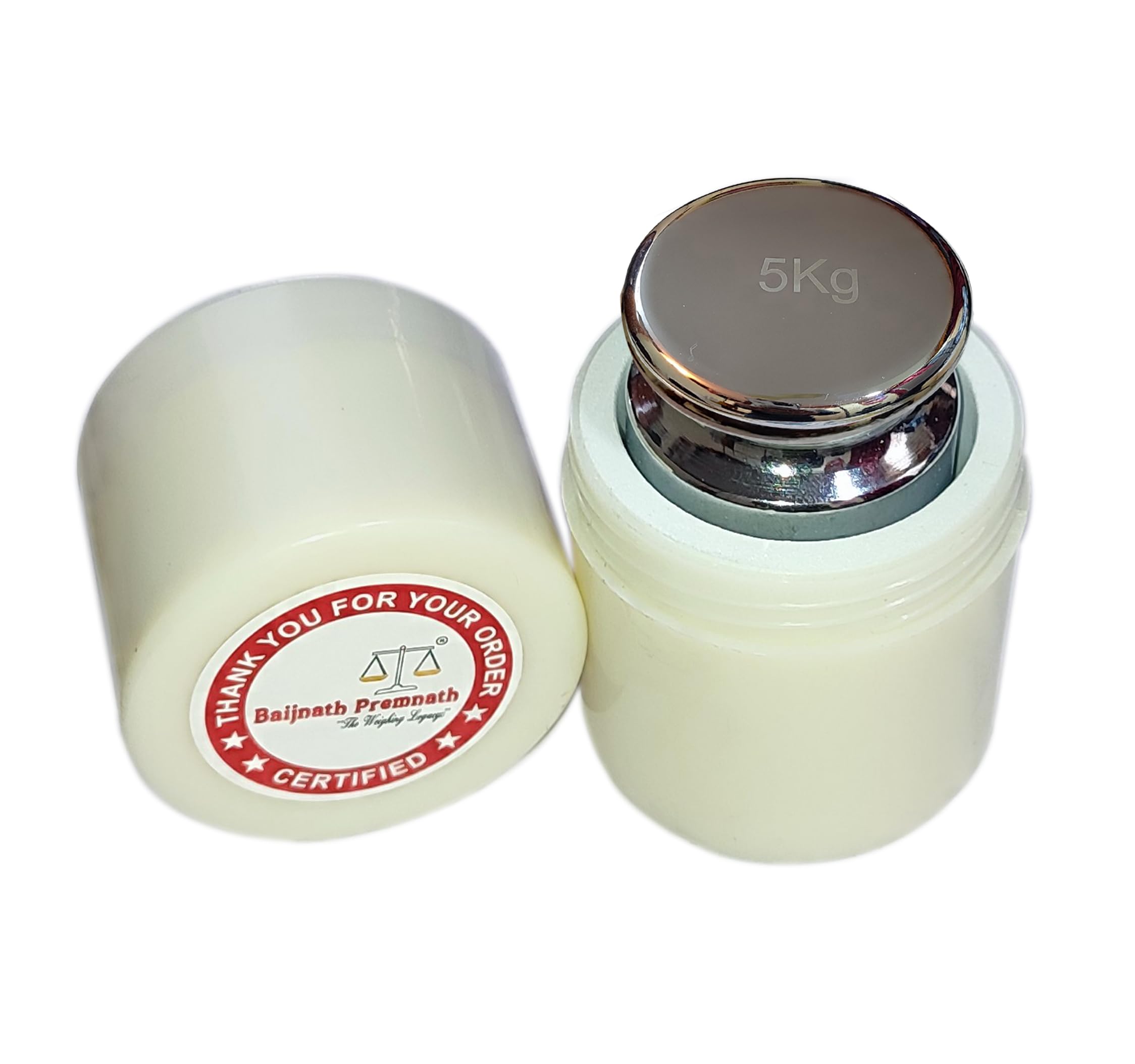 Baijnath Premnath 5000g (5kg) OIML M2 Class Stainless Steel Standard Test weight for Testing & Calibration with NABL Certificate, Precision 800mg with ABS container
