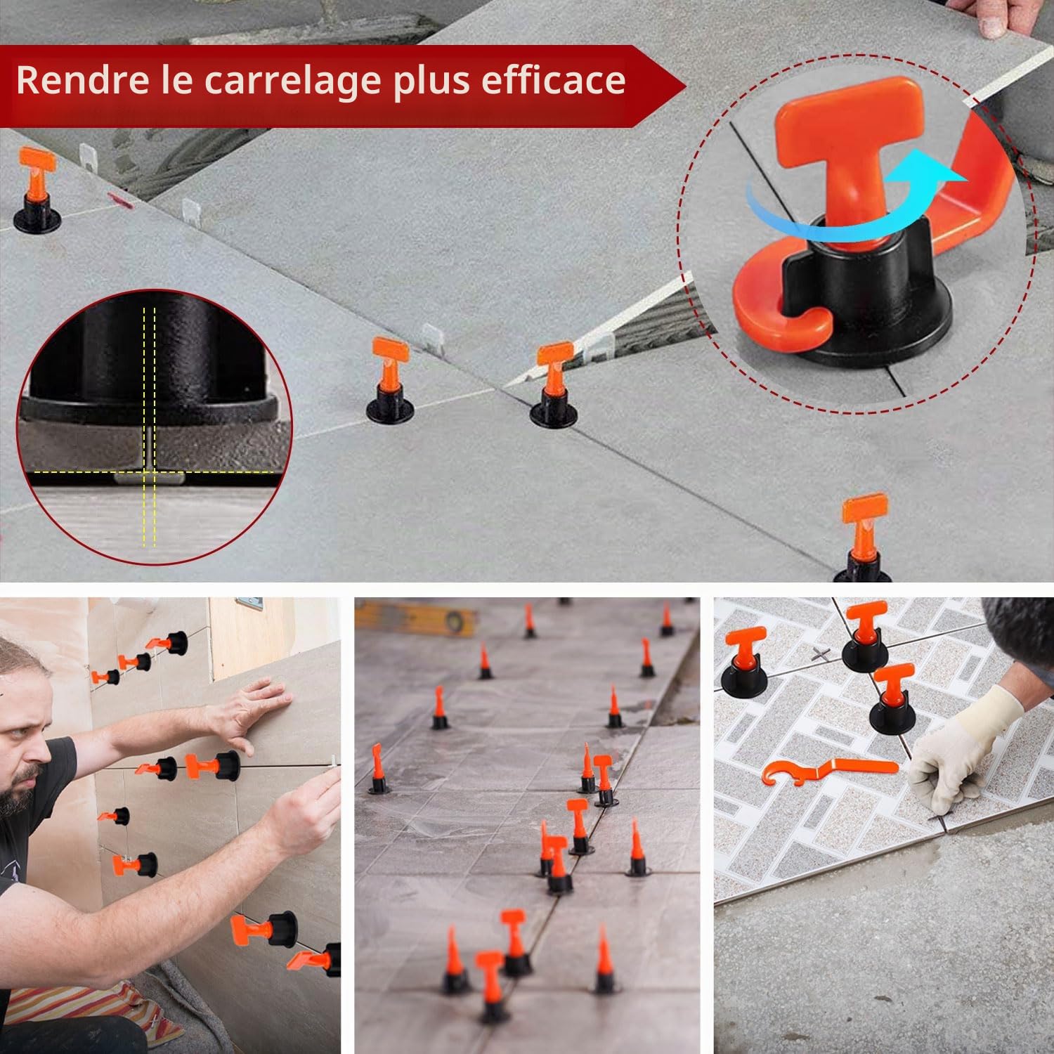 1304 Pièces Croisillon Carrelage Autonivelant Calle de Nivellement pour Carrelage avec Croix de carrelage 2mm Croix de carrelage 3mm Clé à tuiles Pour Carrelage Carrelage Sol Carreaux de mur
