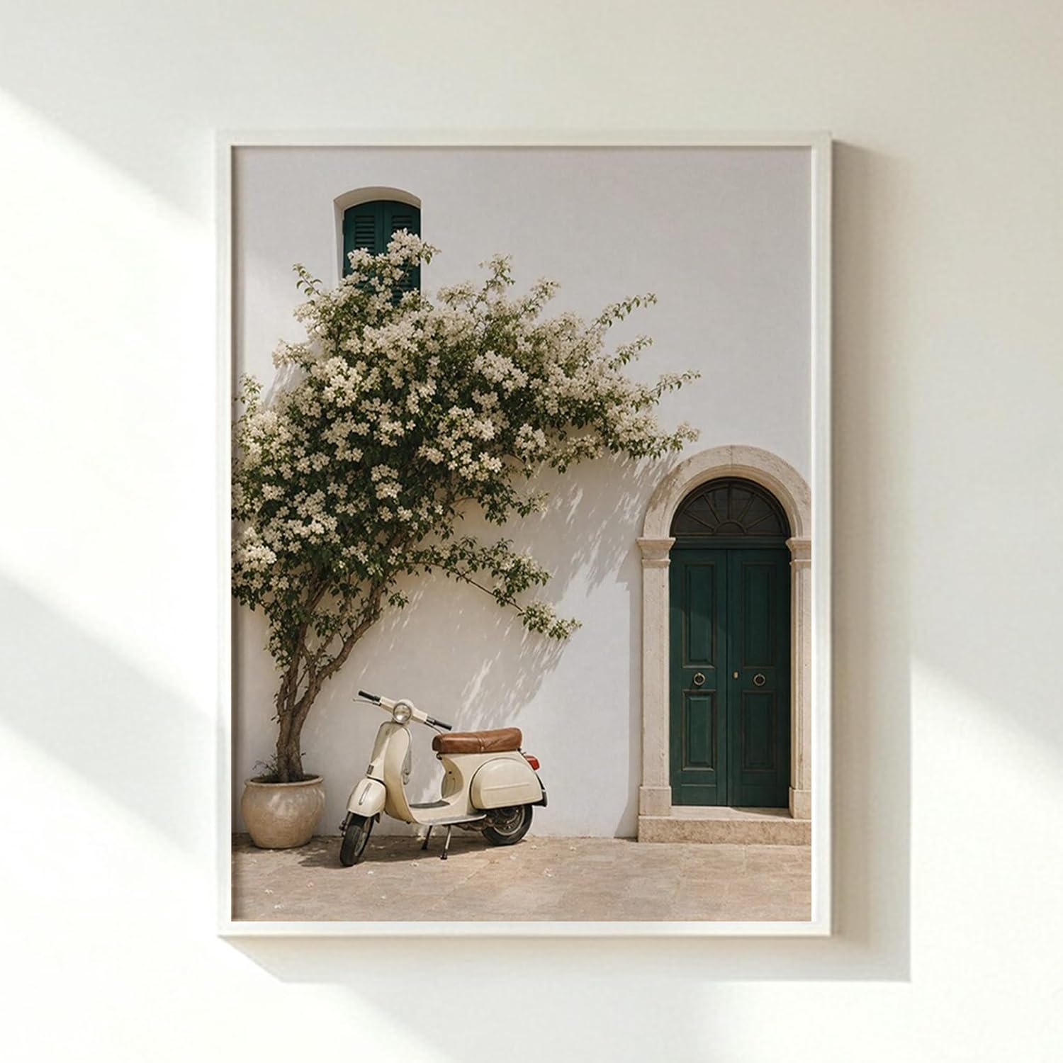 Mediterranean Archway Travel Wall Art Italy Scooter Canvas Print Unframed