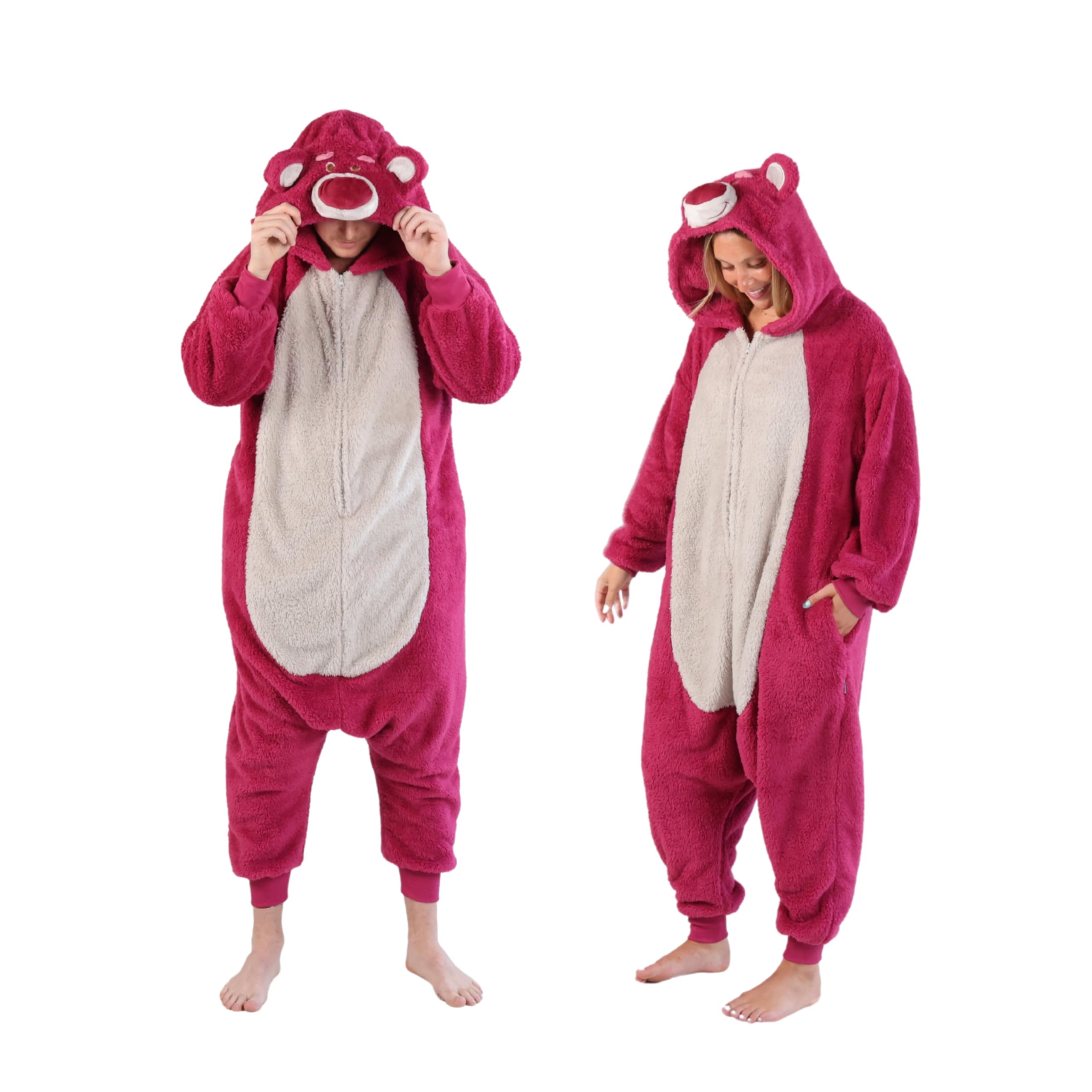 Sherpa Bear Adult Onesie - Animal Halloween Costume - Plush Teddy One Piece Cosplay Suit for Adults, Women and Men